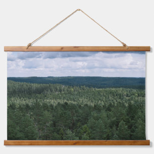 Über den Bäumen Wald und Wolken Landschaftsfoto Wandteppich Mit Holzrahmen