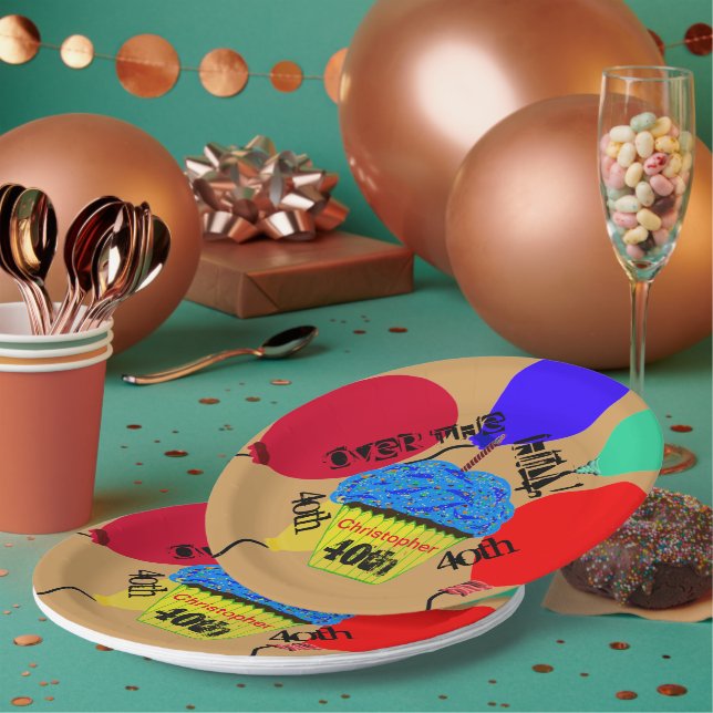 Über den Blue Cupcake Balloons des Hill Blauer Tel Pappteller (Multi)