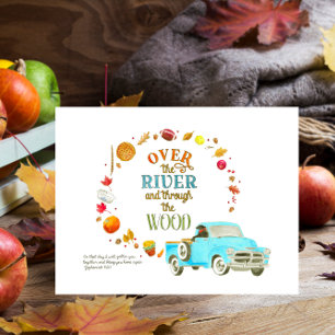 Über den Fluss und durch den Erntedank des Waldes Feiertagskarte