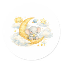 Über den Mond Baby Shower Aufkleber