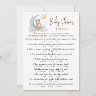Über den Mond Baby Shower Baby Trivia Spielkarte Einladung