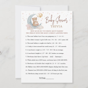 Über den Mond Baby Shower Baby Trivia Spielkarte Einladung