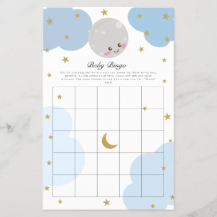 Über den Mond Baby Shower Bingo Spiel Kawaii Paste Flyer