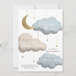 Über den Mond Baby Shower Einladung