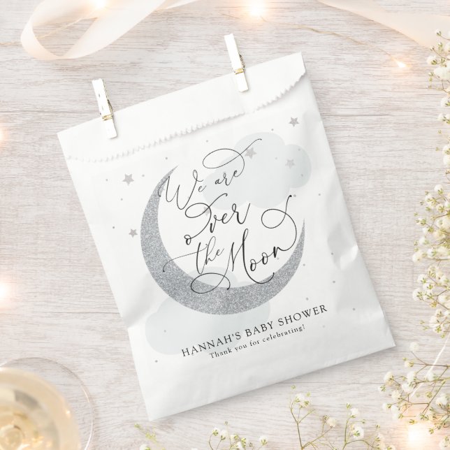 Über den Mond Baby Shower Fvor Bag Geschenktütchen (Ausgeschnitten)