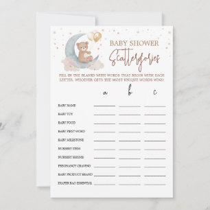 Über den Mond Baby Shower Scattergories Spielkarte Einladung