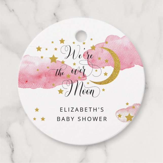 Über den Mond Babyduschteppichen Geschenkanhänger (Vorderseite)