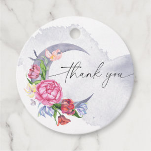 Über den Mond Blume Babydusche danke Geschenkanhänger