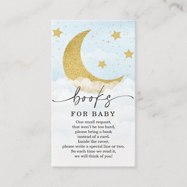 Über den Mond Boy Book Request Baby Shower Card Begleitkarte (Vorderseite)