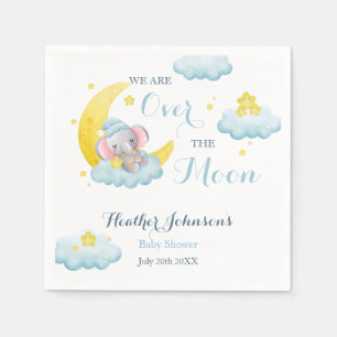 Über den Mond Elefant Jungen Baby Shower Serviette