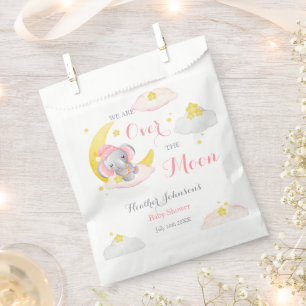 Über den Mond Elefant Mädchen Baby Shower Geschenktütchen