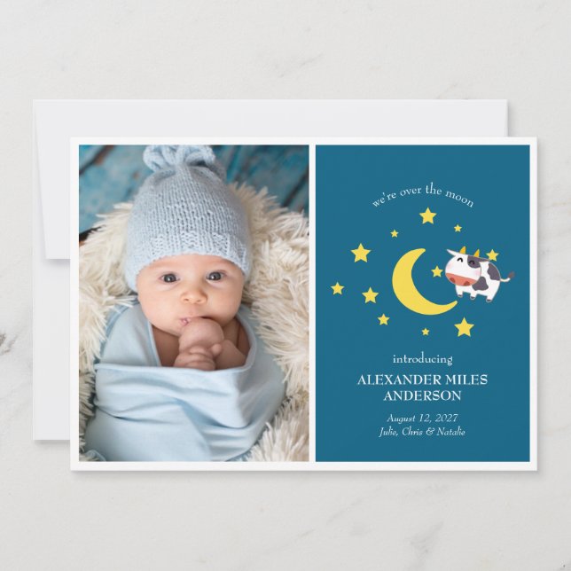 Über den Mond Fotos Neuankündigung von Baby Einladung (Vorderseite)