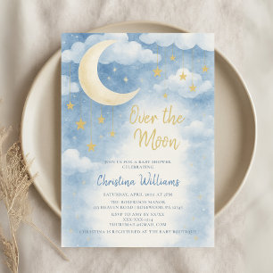 Über den Mond für Baby Shower Einladung