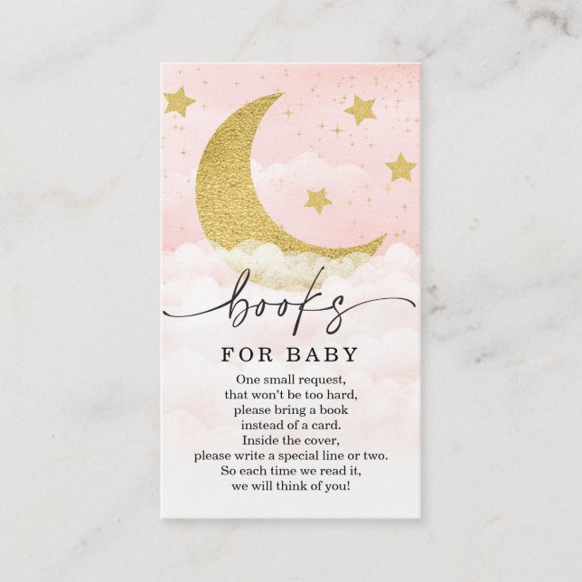 Über den Mond Girl Book Request Baby Shower Card Begleitkarte (Vorderseite)