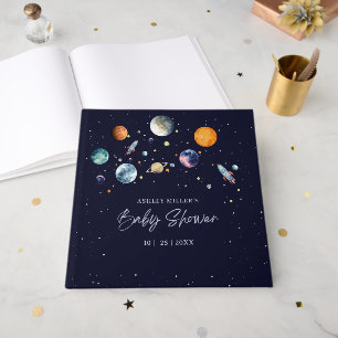 Über den Mond Jungen Baby Shower Party Weltraumgal Gästebuch