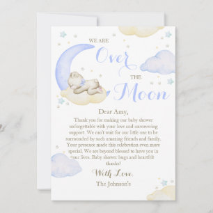 Über den Mond Jungen Bär Baby Shower Dankeskarte