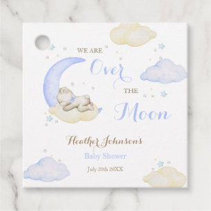 Über den Mond Jungen Bär Baby Shower Geschenkanhänger