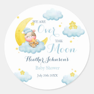 Über Den Mond Kuh Baby Shower Runder Aufkleber