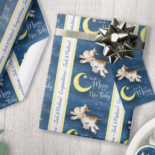 Über den Mond Kuh springt neues Baby individuell Geschenkpapier