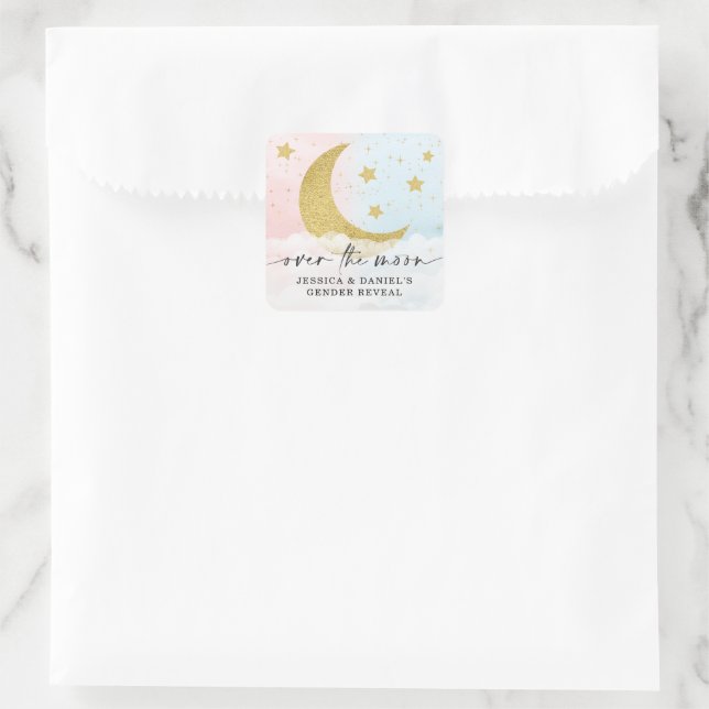 Über den Mond Quadratischer Aufkleber (Tasche)