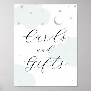Über den Mond Silber- und Blaukarten und Geschenke Poster