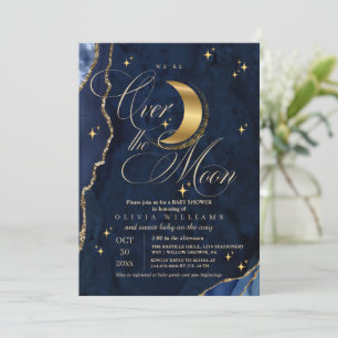 Über den Mond Sterne Blau Baby Shower Einladung