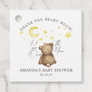 Über Den Mond Teddybär-Baby-Party Geschenkanhänger