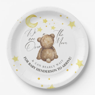Über Den Mond Teddybär-Baby-Party Pappteller
