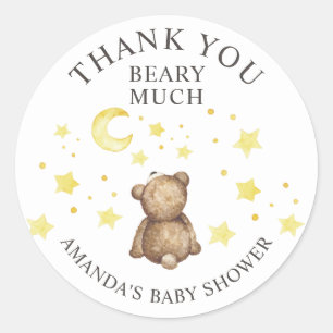 Über Den Mond Teddybär-Baby-Party Runder Aufkleber