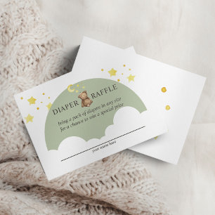 Über den Mond Teddybär Salbei Grün Windel-Raffle Begleitkarte