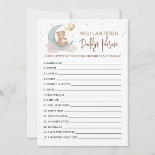 Über den Mond Wer kann Daddys Phrase Card beenden Einladung