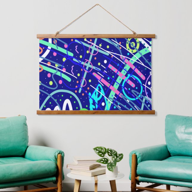 Über den nächtlichen Himmel Wandteppich Mit Holzrahmen (Wohnzimmer)