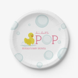 Über den Pop Blasen Rubber Duck Pink Babydusche Pappteller