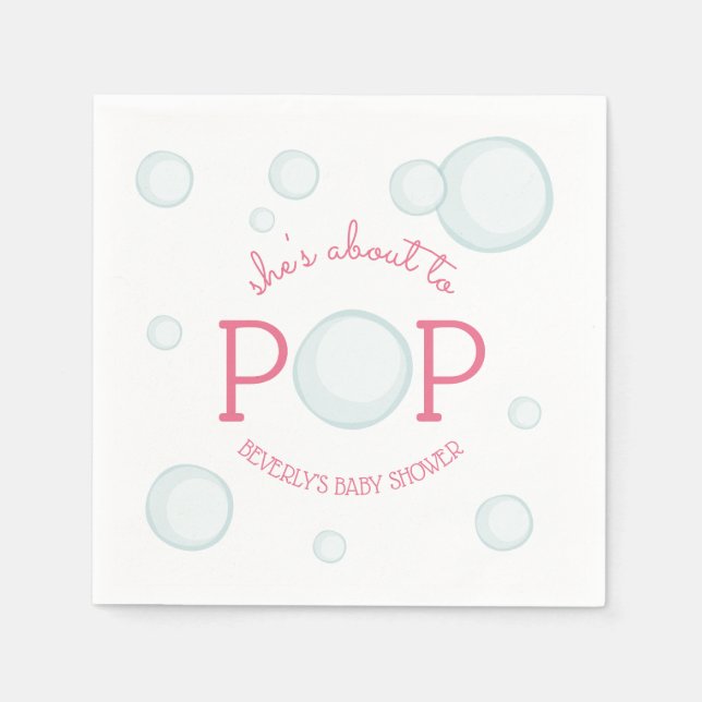 Über den Pop Bubbles Baby Dusche Pink Serviette (Vorderseite)