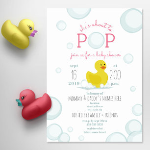 Über den Pop Rubber Duck Bubbles Baby Dusche Einladung