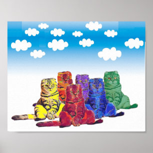 Über den Regenbogen Katzen Poster