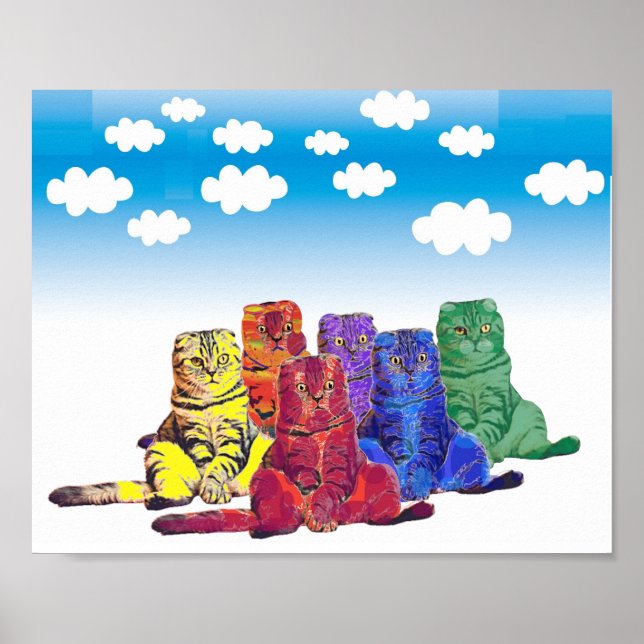Über den Regenbogen Katzen Poster (Vorne)