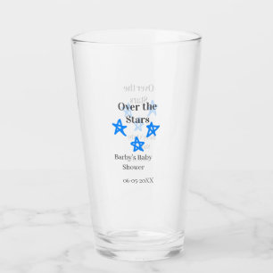 Über den Sternen blau-graue Babyparty-Name-Datum-E Glas