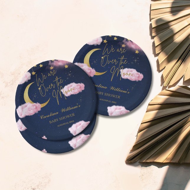 Über den Sternen rosa Babydusche Pappteller (Von Creator hochgeladen)