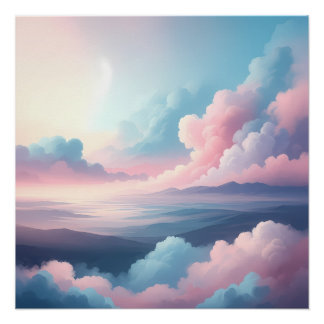 Über den Wolken | Träumende Pastellhimmel und Berg Poster