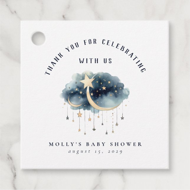 Über der Gold Stars Baby Dusche Geschenkanhänger (Vorderseite)