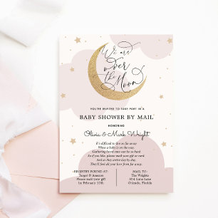 Über der goldfarbenen Rosa Babydusche per Mail Einladung