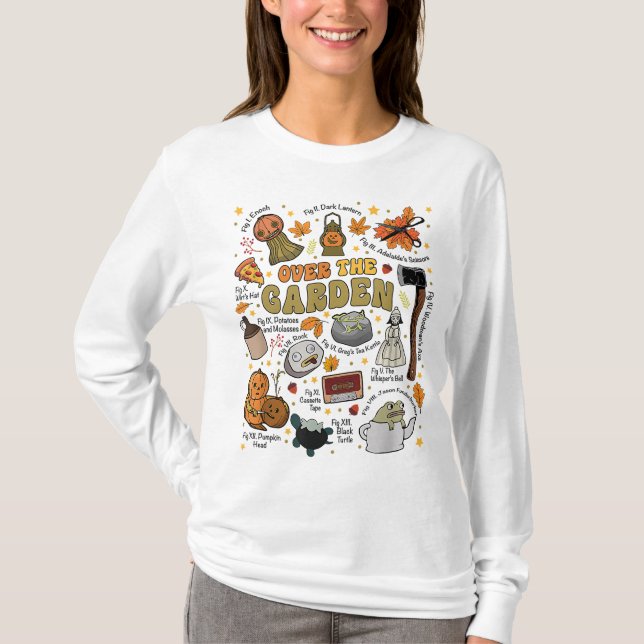 Über der Halloween-Gartenmauer, Pumpkinsche Fall D T-Shirt (Vorderseite)