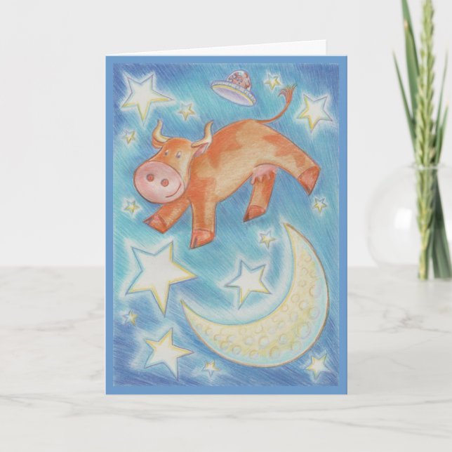 Über der Mond-"alles Gute zum Geburtstag" Karte (Vorderseite)