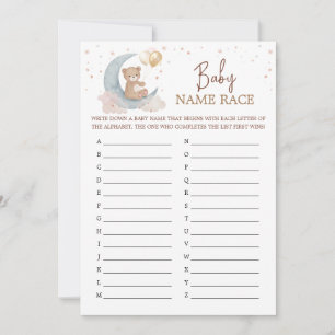 Über der Mond Baby Shower Baby Name Race Game Card Einladung