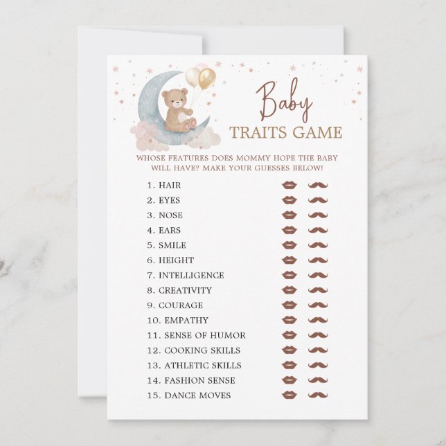 Über der Mond Baby Shower Babyspuren Spielkarte Einladung (Vorderseite)