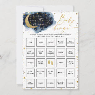 Über der Mond Baby Shower Bingo Game Card Einladung