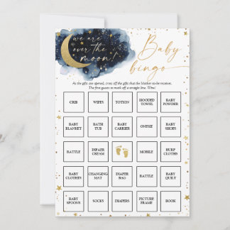 Über der Mond Baby Shower Bingo Game Card Einladung