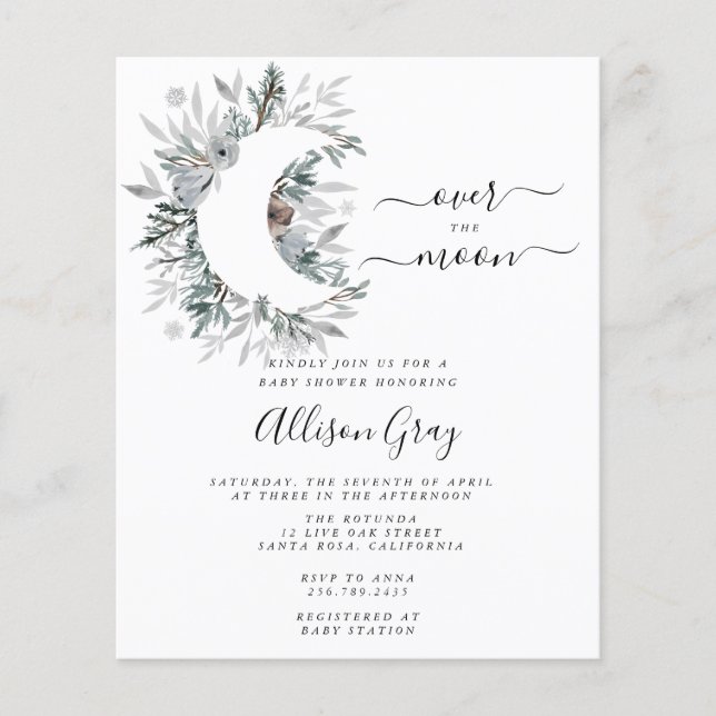 Über der Mond Babydusche | Flyer Haushalt (Vorne)