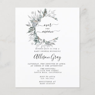 Über der Mond Babydusche   Flyer Haushalt